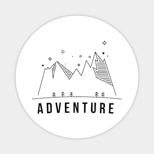 Adventure With Mountain Illustration Black Magnet